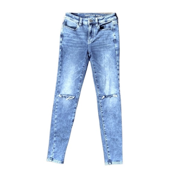 American Eagle ripped Hi-rise dark denim Jeggings size 2 - Picture 1 of 10